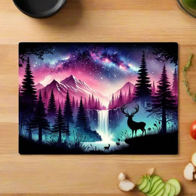 Oakhart Industries Aurora Borealis Glass Chopping Board