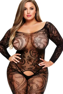 Baci Lingerie Baci Plus Size Longsleeve Bodystocking (XL)