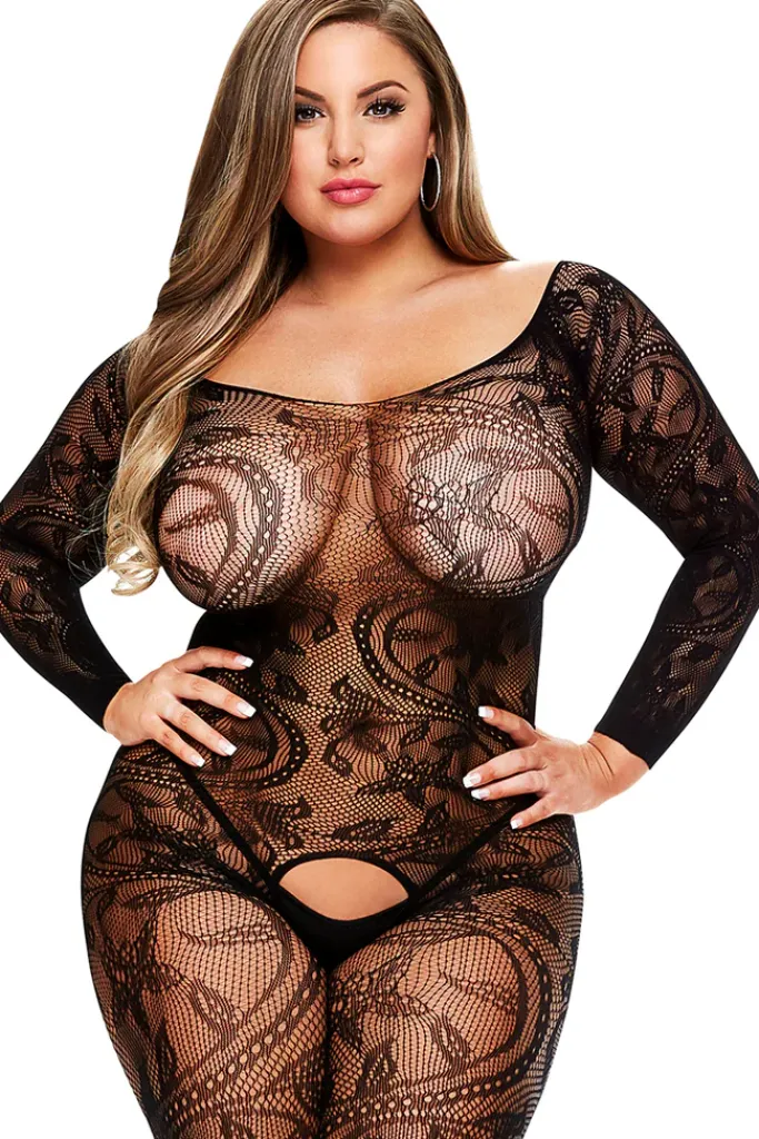 Baci Lingerie Baci Plus Size Longsleeve Bodystocking (XL)