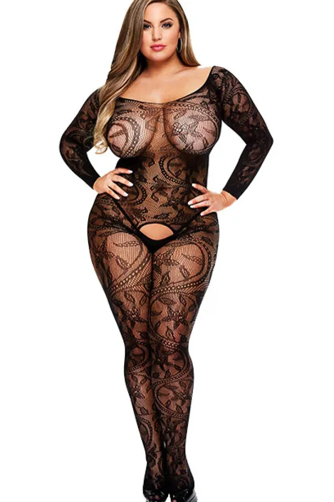 Baci Lingerie Baci Plus Size Longsleeve Bodystocking (XL)