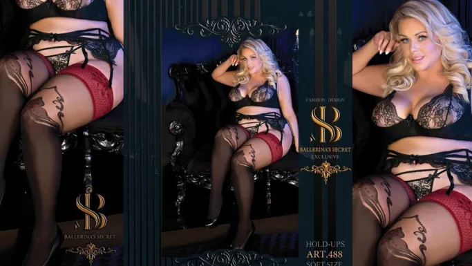 Ballerina 488 Hold Ups Stockings Plus Size Black Skin