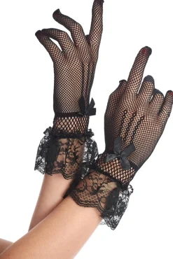 Banned Amal Fishnet Gloves Black