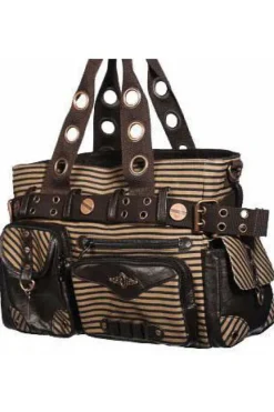 Banned Brown Striped Steampunk Shoulder Bag