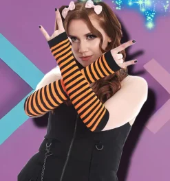 Banned Francis Striped Arm Warmers Orange