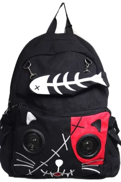 Banned Kitty Speaker Backpack Black/Red