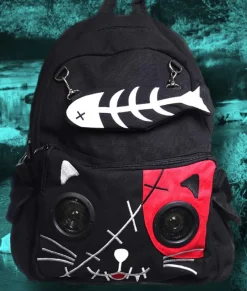 Banned Kitty Speaker Backpack Black/Red