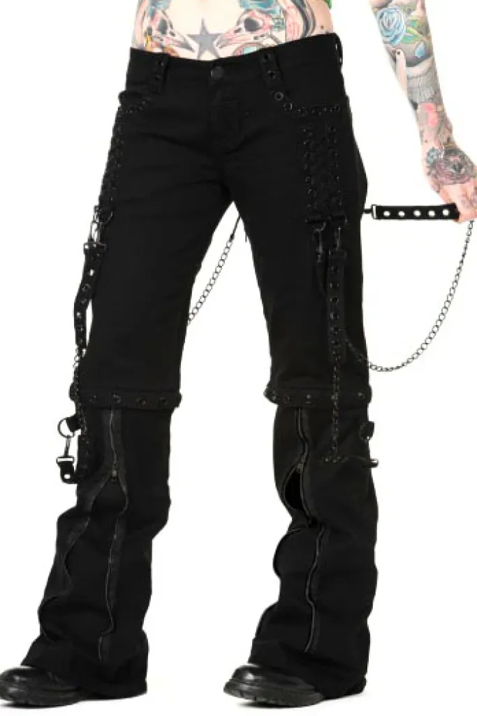 Banned Ladies Zip off Bondage Trousers/Shorts Black Chains