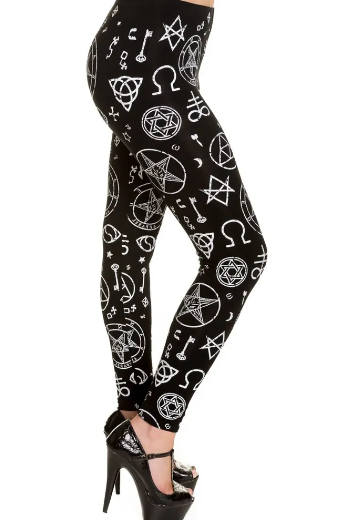 Banned Pentagram Leggings Black/White