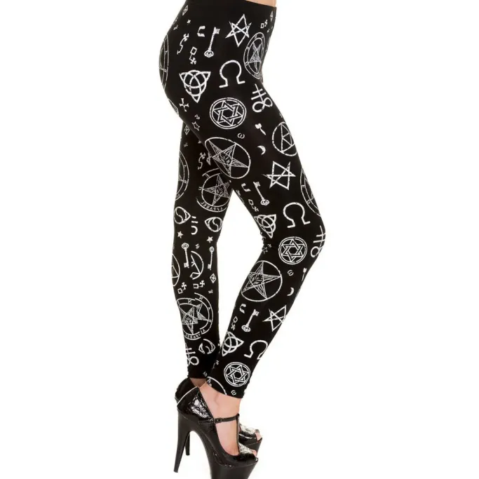 Banned Pentagram Leggings Black/White