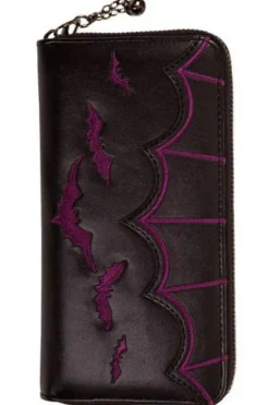 Banned Purple Bats Embroidery Purse