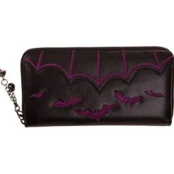 Banned Purple Bats Embroidery Purse