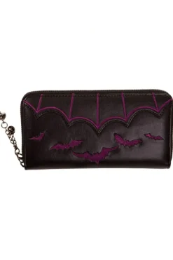 Banned Purple Bats Embroidery Purse