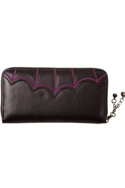 Banned Purple Bats Embroidery Purse