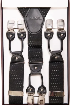 Banned Rockabilly Braces Black Polka Dot
