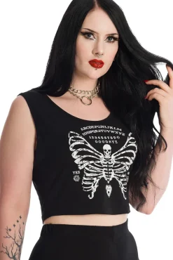 Banned Skeleton Butterfly Cropped Top