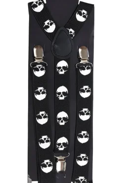Banned Skull Slim Suspenders