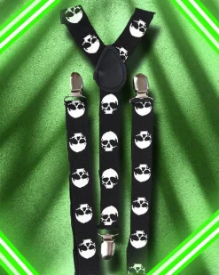 Banned Skull Slim Suspenders