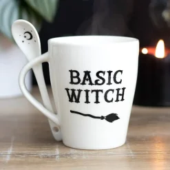 Something Different Basic Witch Mug and Spoon Set White