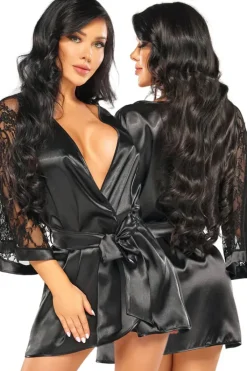 Beauty Night Marissa Peignoir Dressing Gown Black
