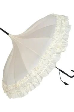 Soake Beige Frilled Gothic Pagoda Umbrella / Parasol