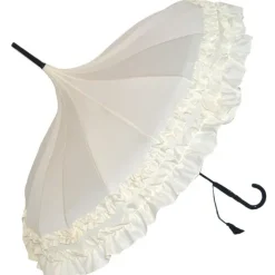 Soake Beige Frilled Gothic Pagoda Umbrella / Parasol