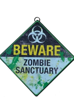 Nemesis Now Beware Zombie Sanctuary Metal Sign