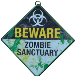 Nemesis Now Beware Zombie Sanctuary Metal Sign