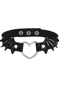 Gothic Collars Black Batwing Heart Choker