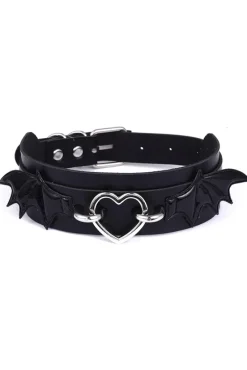 Gothic Collars Black Batwing Heart Collar