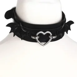 Gothic Collars Black Batwing Heart Collar