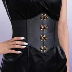 Gothic Accessories Black Corset Style Waist Belt with C-Lock Fastening
