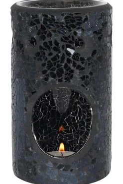 Something Different Black Crackle Pillar Oil Burner