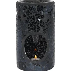 Something Different Black Crackle Pillar Oil Burner