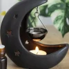 Something Different Black Crescent Moon Hanging Oil Burner