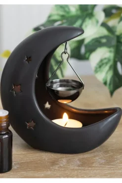 Something Different Black Crescent Moon Hanging Oil Burner