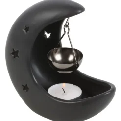 Something Different Black Crescent Moon Hanging Oil Burner