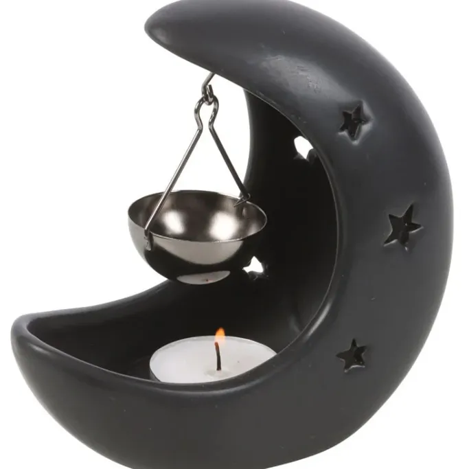 Something Different Black Crescent Moon Hanging Oil Burner