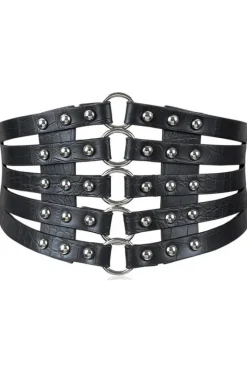 Gothic Accessories Black Faux Leather O-Ring Waist Belt