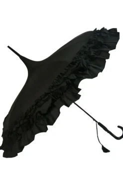 Soake Black Frilled Pagoda Umbrella / Parasol