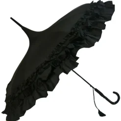Soake Black Frilled Pagoda Umbrella / Parasol