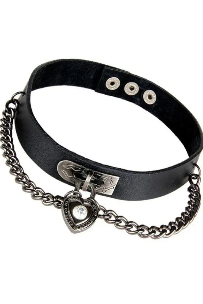 Gothic Collars Black Heart Chain Collar