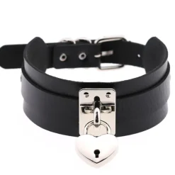 Gothic Collars Black Heart Padlock Collar
