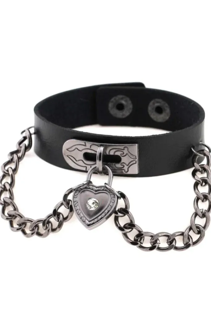 Gothic and Steampunk Jewellery Black Heart Wrist Cuff Bracelet