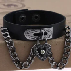 Gothic and Steampunk Jewellery Black Heart Wrist Cuff Bracelet