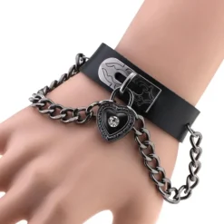 Gothic and Steampunk Jewellery Black Heart Wrist Cuff Bracelet