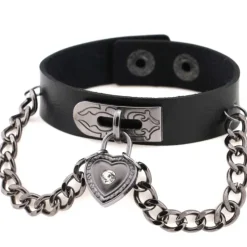 Gothic and Steampunk Jewellery Black Heart Wrist Cuff Bracelet