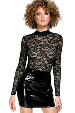 Black Level Lace and Vinyl Dress