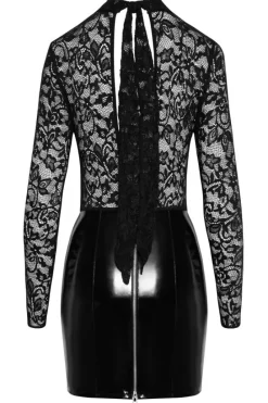 Black Level Lace and Vinyl Dress