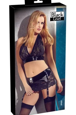 Black Level PVC/Lace Top and Suspender Skirt (S)