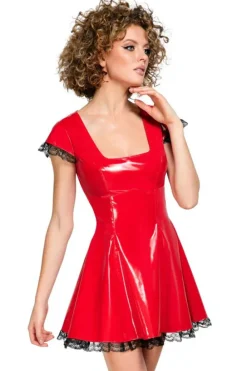 Black Level Red Vinyl Dress